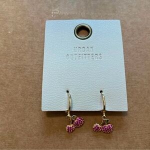 Urban Outfitters Gold and Pink Cherry Earrings